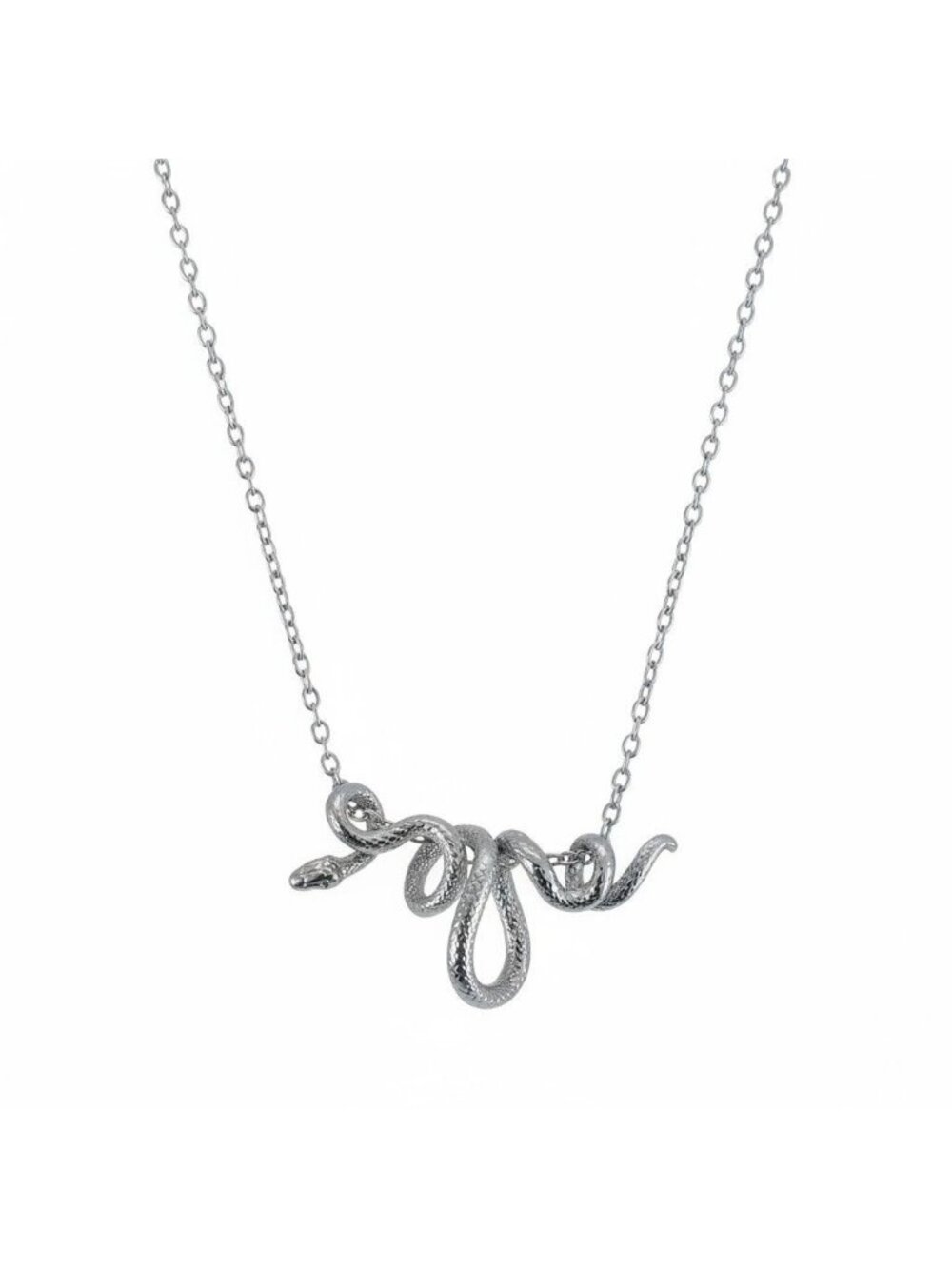 Silvertone Snake Slider Pendant Necklace Adjustable Chain Gift Box New